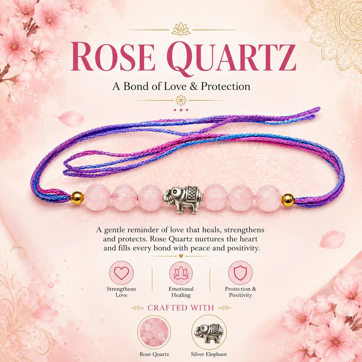 Rose Quartz Rakhi - Astrosaras