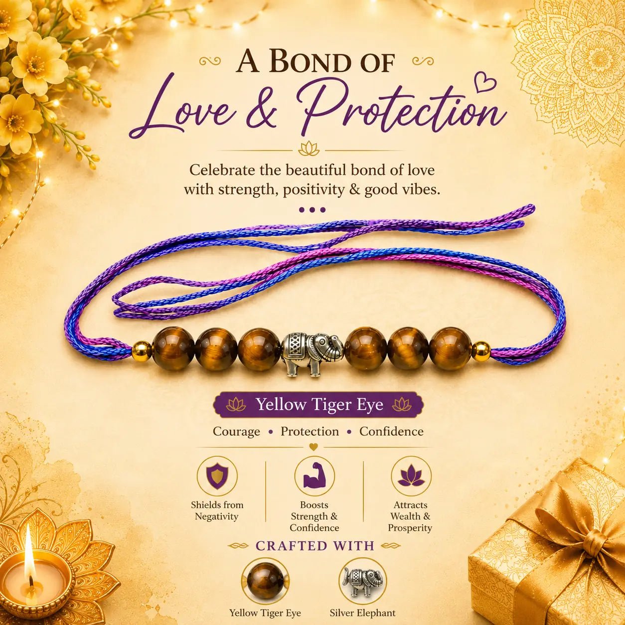 Yellow Tiger Eye Rakhi - Astrosaras